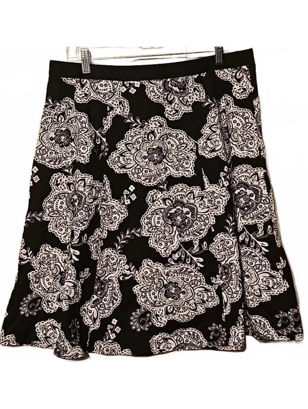 Talbots: 100% Cotton A-Line Pleated Floral Print Business Casual Skirt 14 (NWOT)